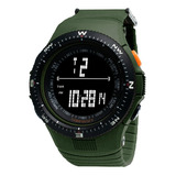 Reloj Hombre Skmei 0989 Sumergible Digital Alarma Cronometro Color De La Malla Verde Militar
