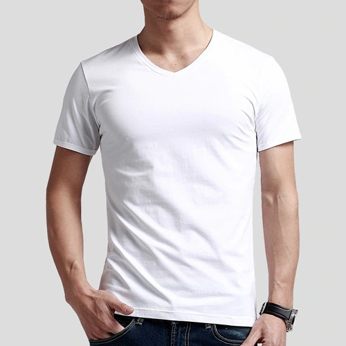 Camisetas Cuello En V Blanca - Algodón 180 Gramos Unisex