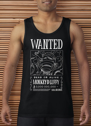 Playera Sin Mangas Tanktop Luffy One Piece Cartel Wanted Joy