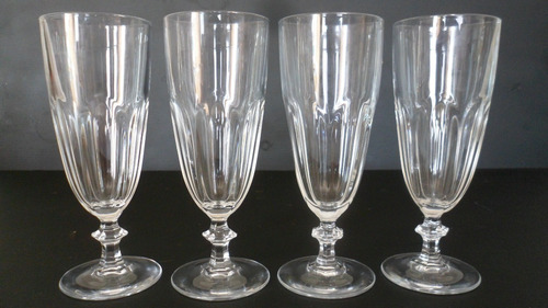 4 Taças Altas Em Cristal, Fluts Modelo Harcourt Da Baccarat.