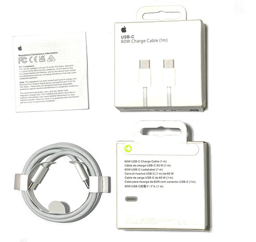 Cabo Recarga 60w Com Conector Usb-c 1m iPhone 15 Original  