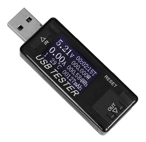 1pc Usb Cargador Doctor Voltímetro 8 En 1 Negro