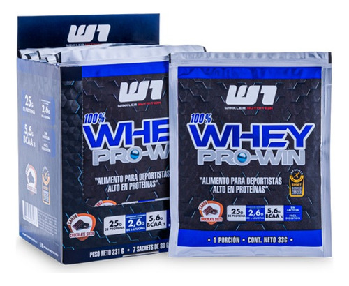 7 Sachets Proteína Whey Pro Win 33 Grs. Winkler Nutrition Sabor Chocolate Suizo