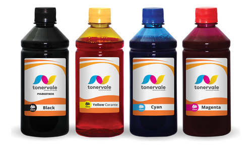 4 Tinta Para Hp 2776 2376 6476 2774 667 1,25l Bk Pigmentado