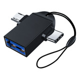 Adaptador Usb Otg 3 En 1 Micro Usb Tipo C