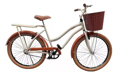 Bicicleta Aro 26 Retro Beach Feminina C/cesta + Bagageiro 