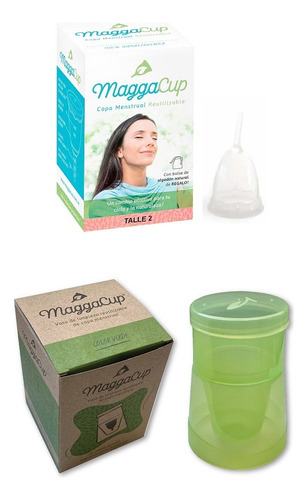 Copa Menstrual Maggacup Silicona + Vaso Esterilizador Verde
