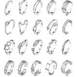 Juego De 20 Anillos Ajustables Para Mujer, Oro Rosa, Plata H