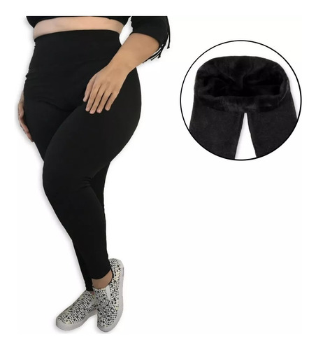 Kit 3 Calça Leg Plus Size Forrada/ Flanelada Feminina Grossa