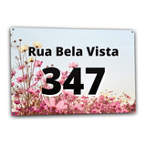 Seu Endereço Nesta Placa Personalizada Flores Rosa 29x20cm