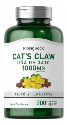 Uña De Gato (cat's Claw) 1000 Mg X 200 Cáps. - Piping Rock Sabor Neutro