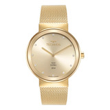 Relógio Feminino Technos Safira Dourado Slim 1l22wm/1x