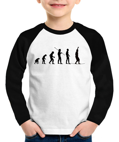 Camiseta Raglan Infantil Slackline Evolução Esporte Manga Lo