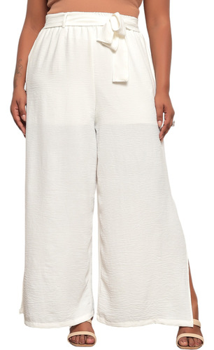 Calça Pantalona Fenda Laço Plus Size  +++  Moda Premium Dade