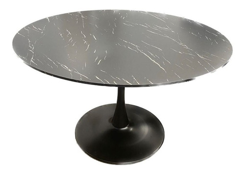 Mesa Comedor Tulipan 120cm - Impresión Mármol - Promoción!! Color De La Tapa Negro