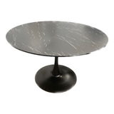 Mesa Comedor Tulipan 120cm - Impresión Mármol - Promoción!! Color De La Tapa Negro