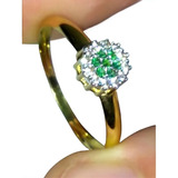 Aro 22 Chuveiro Ouro Amarelo 18k Esmeralda E Diamantes