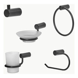 Kit Accesorios De Baño Peirano 10005bl Color Negro Mate