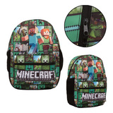 Mochila Infantil Masculina De Costas Minecraft Juvenil Verde