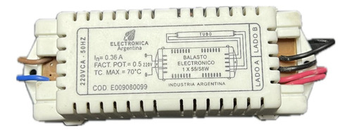 Balasto Electronico 1 X 58w Para Tubo Fluorescente 220v 50hz