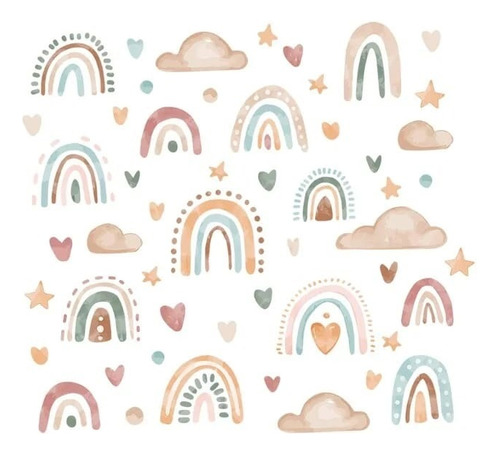 Stickers Pegatinas Decorativas Arcoiris Nubes Estrellas