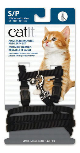 Cat It Arnés Con Trailla Ajustables Color Negro Para Gatos Tamaño Del Collar Dimensiones Del Arnés Catit De Tamaño Pequeño: 17,5 - 30 Cm | 25 - 40 Cm. (pecho | Barriga)