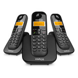 Kit Telefone Ts 3110 Preto + 2 Ramais Sem Fio Identificação