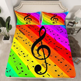 Juego De Sábanas Musicales Erosebridal Clef Queen Size