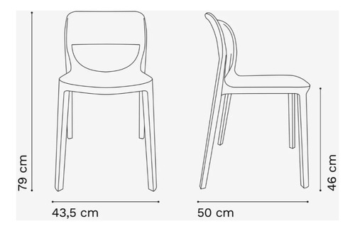 Silla De Comedor Rossi Rossi Smile, Estructura Color Vison, 4 Unidades