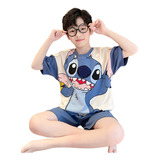 Pijama De Algodón De Manga Corta Para Niños De Stitch