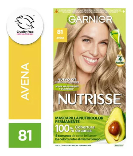 Kit De Tintura Permanente Nutrisse De Garnier Tono Tono 81 Avena