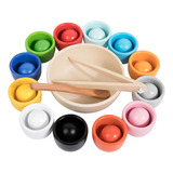 Juego De Bolas En Tazas, Juguete Montessori, 12 Colores