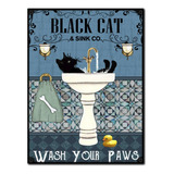 #1276 - Cuadro Decorativo - Gato Negro Baño Poster No Chapa
