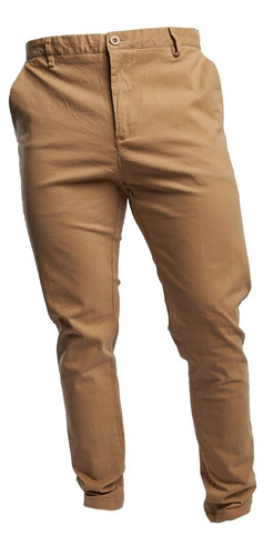 Pantalon  De Vestir Gabardina Stretch Slim Fit Color Khaki