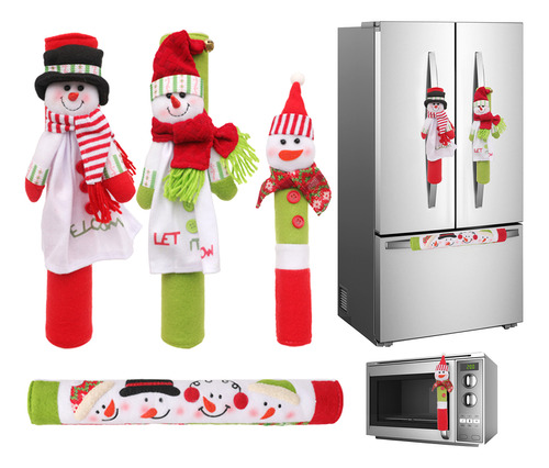 4pzs Cubiertas Para Manijas De Puerta Refrigerador Navidad