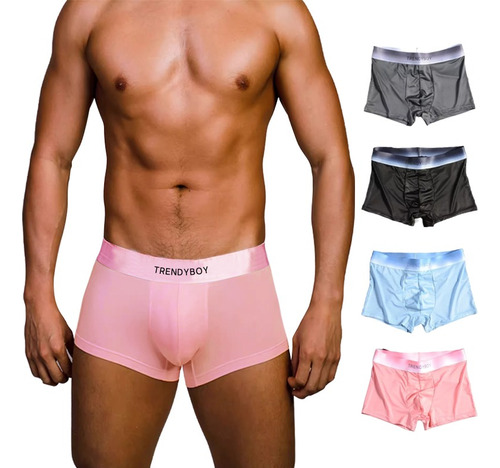 4 Calzoncillos Bóxer Para Hombre Ice Silk Breathable Comfort