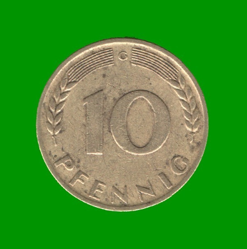 Moneda De Alemania 10 Pfennig, Año 1950 ( G ), Estado Usada.