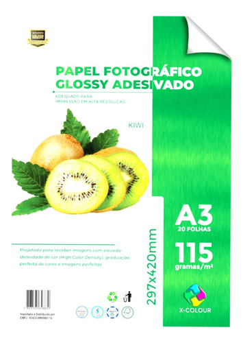 500 Folhas Papel Fotográfico Adesivo 115gr A3 X-colour 