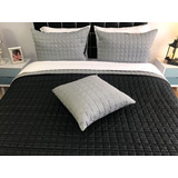 Edredón King Tipo Quilt Doble Faz Negro - Gris