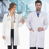 Delantal Clínico O Médico Largo Unisex Blanco Laboratorio