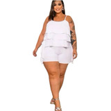 Conjunto Plus Size Blusa E Short Plus 48/50- Roupa Feminina