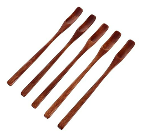 Cucharas De Madera 5pcs Mezcla Miel Postre Té Helado