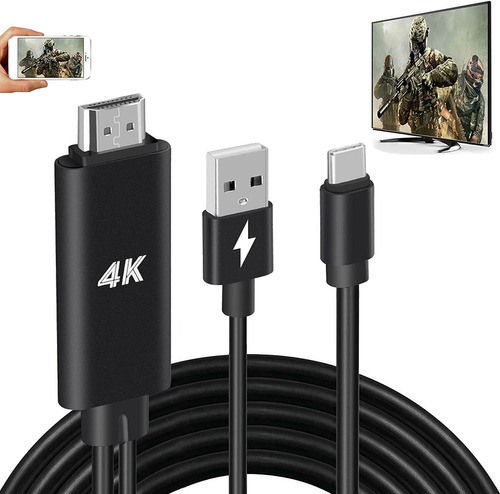 Adaptador Hdmi Cable Usb Tipo C Mhl 4k Hd Video Cable C...