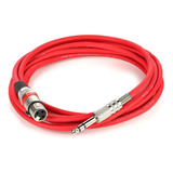 Cabo De Microfone Xlr  P10 Estereo - Vermelho - 10 Metros