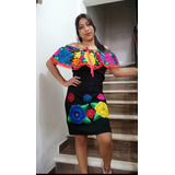 Vestido Licra Con Tira Bordada De Chiapaneca Estambre