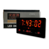 Reloj Digital De Pared Led Números Rojos Termómetro 36 Cm