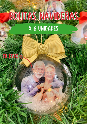 Bolas De Navidad Personalizadas Con Fotos X 6 Unidades
