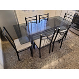 Juego De Mesa, Vidrio Templado Más 6 Sillas, Impecable Todo!