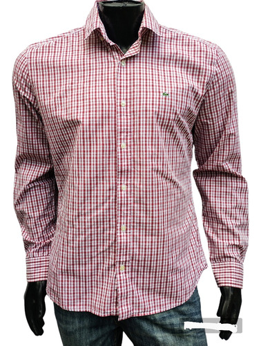 Camisa Lacoste Talle 40 A Cuadros Bordo