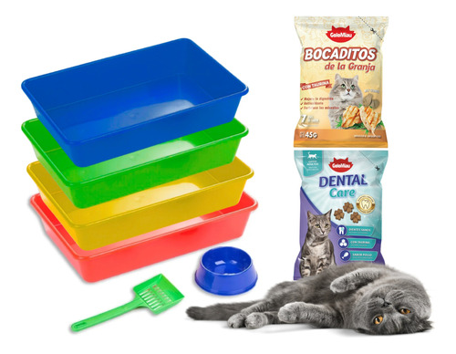 Litera Bandeja Sanitaria Gatito Gatos Pala Kit Pets Plast Ch